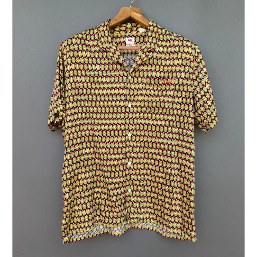 Levis Cactus Print Camp Shirt Mens Large Prickly Pear Relaxed Short Sleeve Top